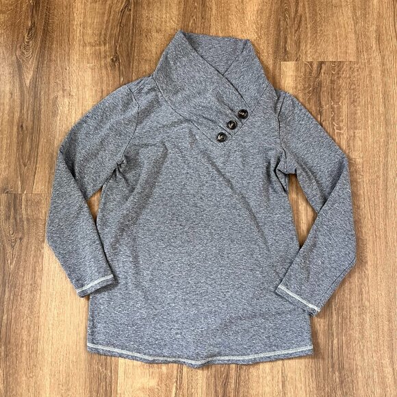 Soft Surroundings Gray Button Cowl Neck Tunic Top Sz M - Picture 2 of 10